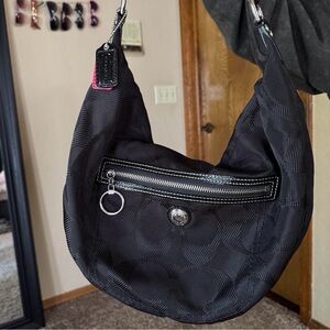 Y2K Coach hobo style black monogram shoulder bag
